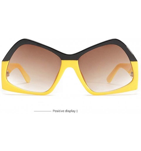 Semi-rimless Women Men Oversized Vintage Eye Sunglasses Eyewear Fashion Retro Radiation Protection UV400 - Yellow - C618NM380...