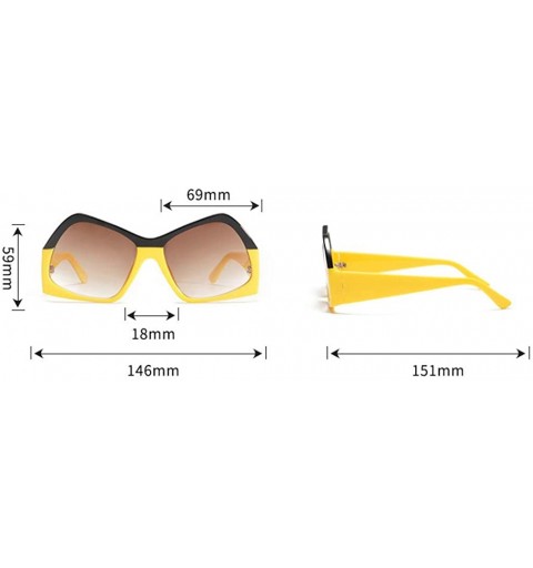 Semi-rimless Women Men Oversized Vintage Eye Sunglasses Eyewear Fashion Retro Radiation Protection UV400 - Yellow - C618NM380...