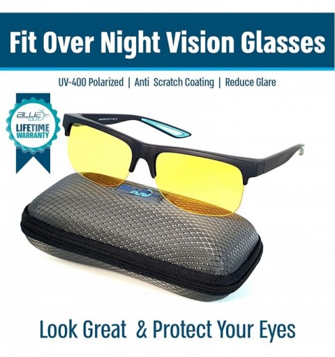 Sport Fit Over Polarized Night Vision Glasses Anti reflective Anti Glare UV-400 Wear Over Driving Glasses - Black-blue - C918...