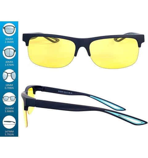 Sport Fit Over Polarized Night Vision Glasses Anti reflective Anti Glare UV-400 Wear Over Driving Glasses - Black-blue - C918...