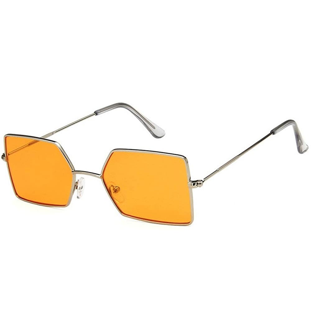 Rectangular 2019 New Punk Rectangular Sunglasses Unisex Gold Black Red Flat Top Square Sun Glasses NX - Orange - CG18L0NXCM4 ...