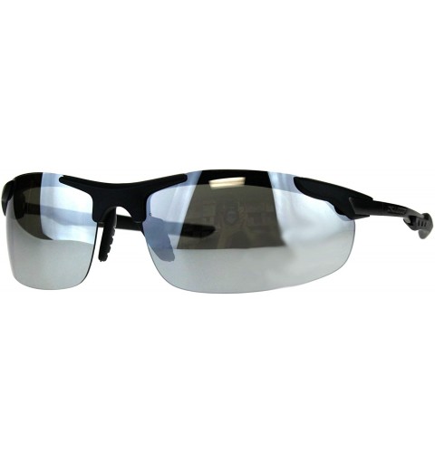 Sport Xloop Mens Robotic Futuristic Exposed Lens Rimless Sport Mirror Sunglasses - Black Mirror - CM18D3CZM8H $20.11