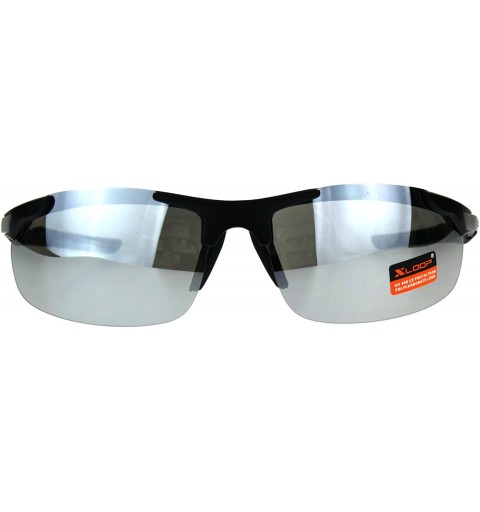 Sport Xloop Mens Robotic Futuristic Exposed Lens Rimless Sport Mirror Sunglasses - Black Mirror - CM18D3CZM8H $9.12