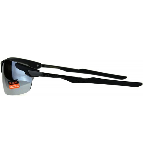 Sport Xloop Mens Robotic Futuristic Exposed Lens Rimless Sport Mirror Sunglasses - Black Mirror - CM18D3CZM8H $9.12
