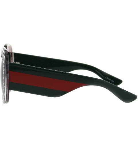 Rectangular Concave Engrave Bling Sparkling Jewel Rectangular Thick Plastic Sunglasses - Burgundy Smoke - CG18H6QNS9Z $13.40