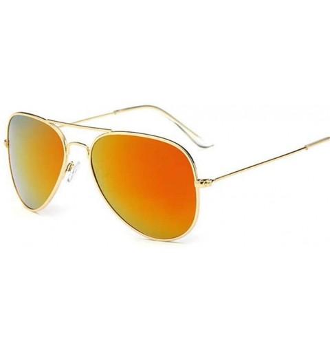 Rectangular Men's Aviation Sunglasses Women Driving Alloy Frame Polit Mirror Sun Glasses - Gold Red - CS194OQ4YRU $19.21