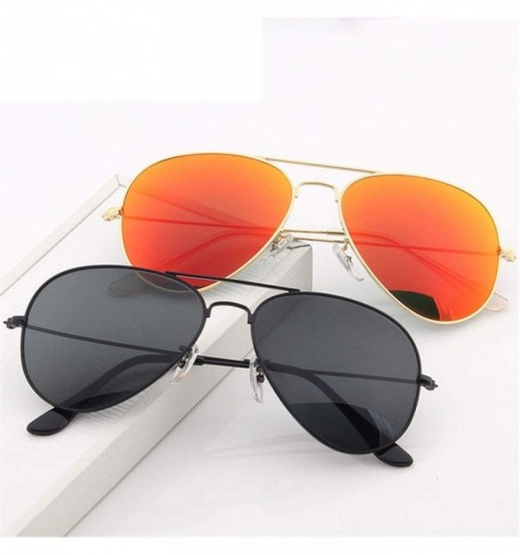 Rectangular Men's Aviation Sunglasses Women Driving Alloy Frame Polit Mirror Sun Glasses - Gold Red - CS194OQ4YRU $19.21