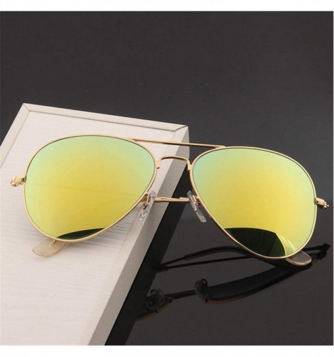 Rectangular Men's Aviation Sunglasses Women Driving Alloy Frame Polit Mirror Sun Glasses - Gold Red - CS194OQ4YRU $19.21