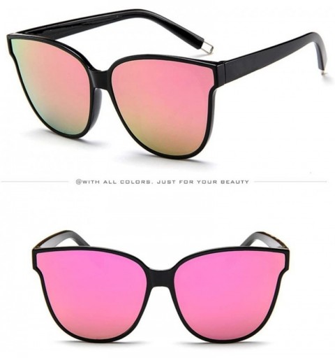 Aviator Frames Fashion Womens Ladies Designer Oversized Flat Top Cat Eye Mirrored Sunglasses(B) - B - CD195WITAOY $8.70