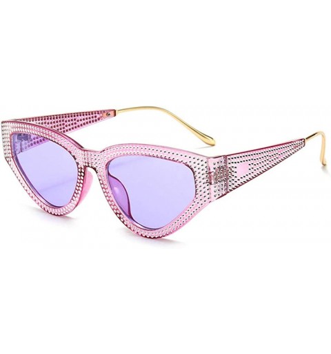 Cat Eye Exaggerated personality sunglasses and cat-eye sunglasses with diamonds - Violet With Purple Frame - CO1999ICXA0 $28.35