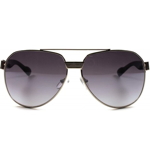 Oversized Designer Stylish Military Mens Womens Oversized Air Force Style Sunglasses - Silver - CA18XHYCDHD $10.16