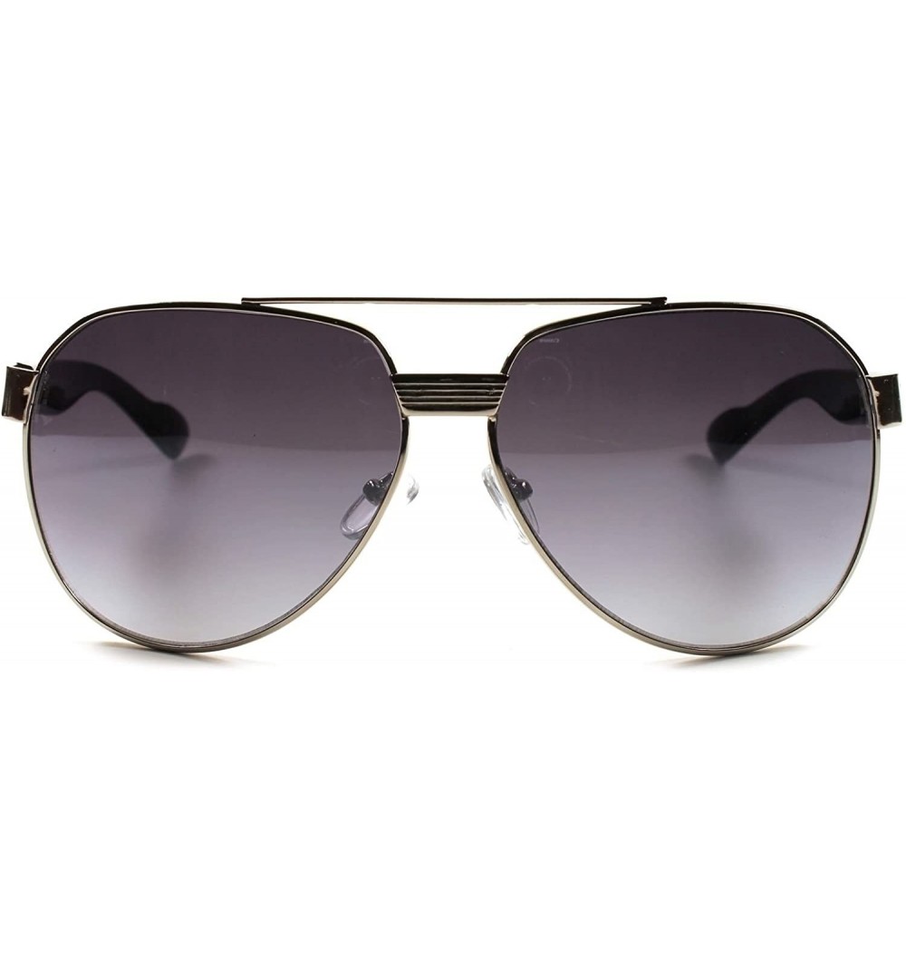 Oversized Designer Stylish Military Mens Womens Oversized Air Force Style Sunglasses - Silver - CA18XHYCDHD $10.16