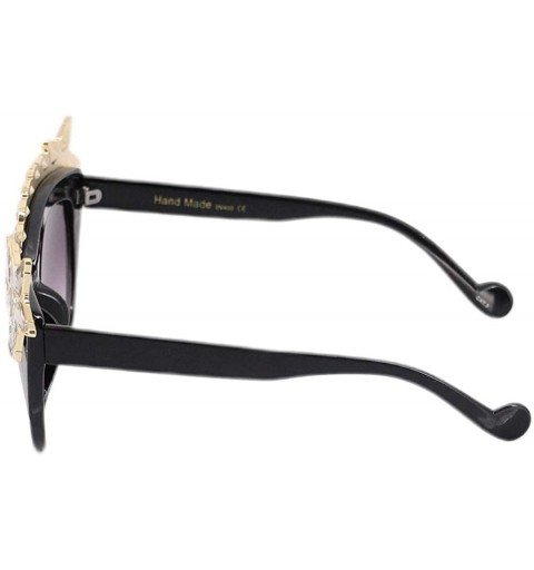 Oversized Fashion Oversized Square Sunglasses Flat Mirrored Lens - Black - CP18R35Y3KN $13.28