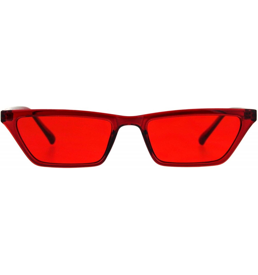 Rectangular Womens Skinny Sunglasses Flat Trapezoid Shape Retro Fashion Shades - Red - CV18CI6I2N9 $12.72