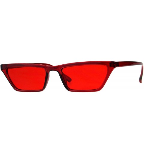 Rectangular Womens Skinny Sunglasses Flat Trapezoid Shape Retro Fashion Shades - Red - CV18CI6I2N9 $12.72