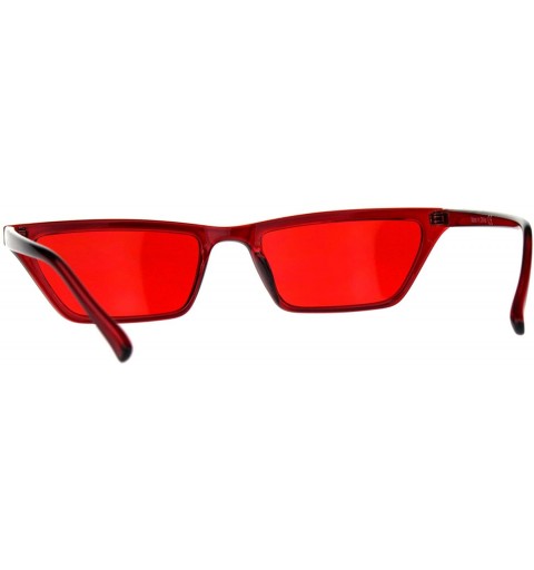 Rectangular Womens Skinny Sunglasses Flat Trapezoid Shape Retro Fashion Shades - Red - CV18CI6I2N9 $12.72