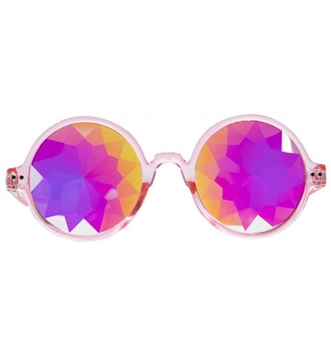 Round Kaleidoscope Glasses Rainbow Prism Sunglasses Goggles Cosplay Party - Pink - CV18SXLILR8 $12.14