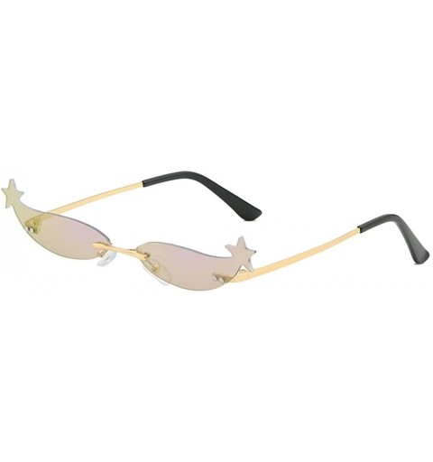 Rimless Women Novelty Sunglasses Mirrored Narrow Rimless Cateye Lens Retro Vintage Shades Eyeglasses - A - C718U03TITT $9.47