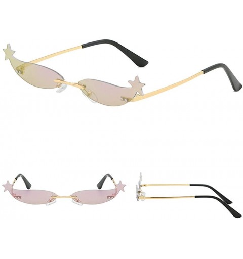 Rimless Women Novelty Sunglasses Mirrored Narrow Rimless Cateye Lens Retro Vintage Shades Eyeglasses - A - C718U03TITT $9.47
