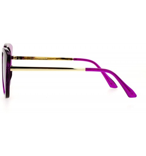 Butterfly Womens Mirrored Metal Bridge Flat Lens Thick Plastic Butterfly Sunglasses - Purple Silver Mirror - CT12EPTIO83 $11.19