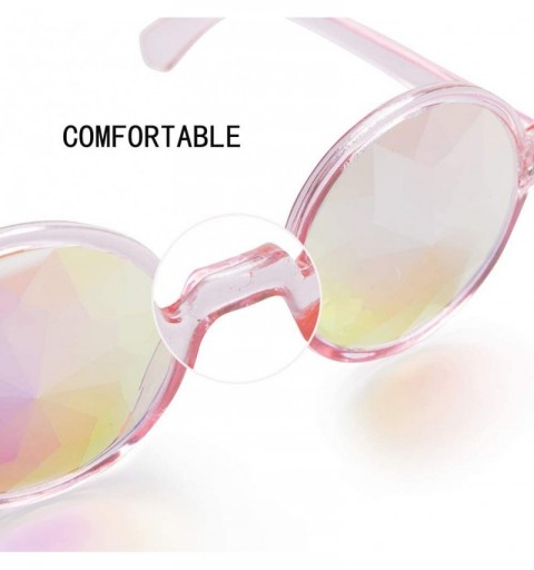 Round Kaleidoscope Glasses Rainbow Prism Sunglasses Goggles Cosplay Party - Pink - CV18SXLILR8 $12.14