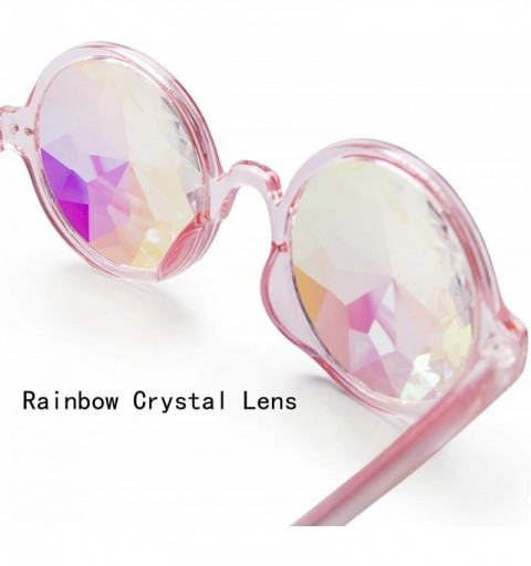 Round Kaleidoscope Glasses Rainbow Prism Sunglasses Goggles Cosplay Party - Pink - CV18SXLILR8 $12.14