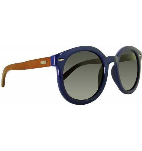 Round women glasses sunglasses wood sunlasses clear color sunglasses - Blue - C218XGR7NSA $11.22