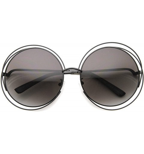 Round Large Round Metal Ringed Oversized Sunglasses - Black Smoke - CO1260JOIGD $13.58