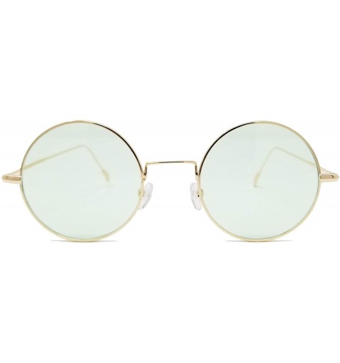 Round Retro Hippie Round Lennon style Color lens IL1014 - Gold/ Crystal Green - CF18L7U4LIT $11.46