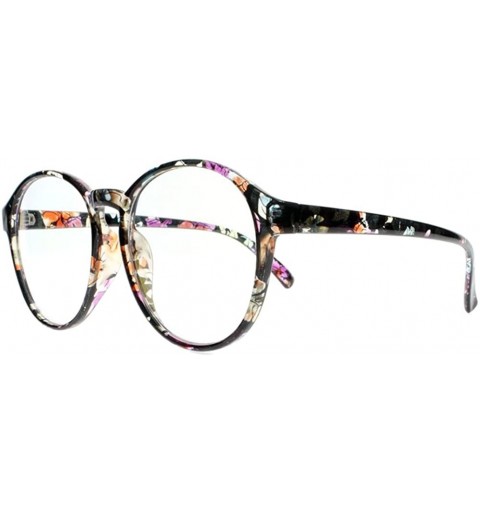 Oval Women Stylish Big Flower Oval Frame Reading Glasses Comfortable Rx Magnification - Black Flower - CP1860S7X4K $10.06
