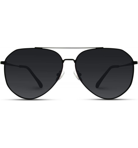 Aviator Polarized Premium Designer Inspired Medium Metal Frame Aviator Sunglasses - Modern Design - CV1214LVG7L $22.36