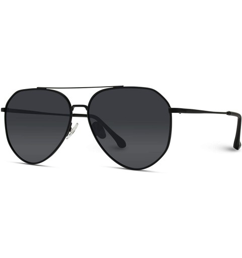 Aviator Polarized Premium Designer Inspired Medium Metal Frame Aviator Sunglasses - Modern Design - CV1214LVG7L $22.36