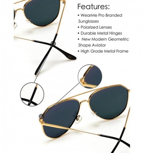 Aviator Polarized Premium Designer Inspired Medium Metal Frame Aviator Sunglasses - Modern Design - CV1214LVG7L $22.36