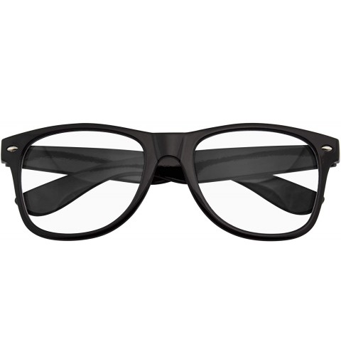 Oversized Nerd Black Horned Rim Glasses Glossy Clear Lens - CQ11GA1KT4V $9.39