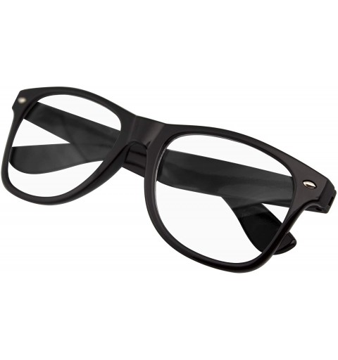 Oversized Nerd Black Horned Rim Glasses Glossy Clear Lens - CQ11GA1KT4V $9.39