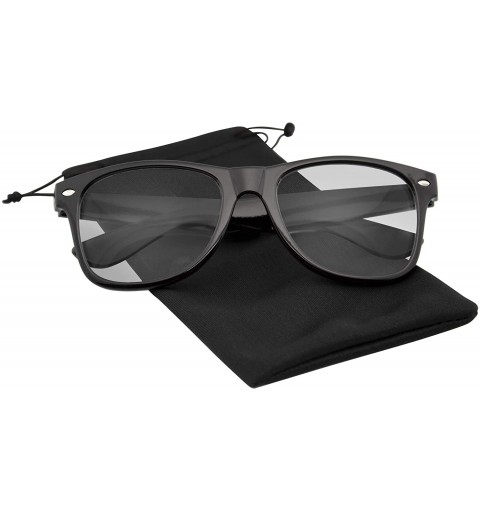 Oversized Nerd Black Horned Rim Glasses Glossy Clear Lens - CQ11GA1KT4V $9.39