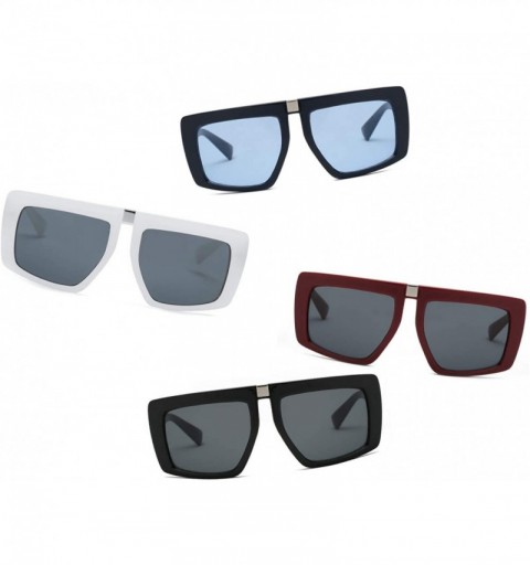Square Women Retro Vintage Flat Lens Oversized Square Sunglasses - Blue - C518I56X4LA $9.66