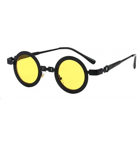 Round 2020 Men's Punk Retro Round Super Small Frame Luxury Fashion Ladies Hip Hop Sunglasses UV400 - Yellow - C6193EXE03I $15.77