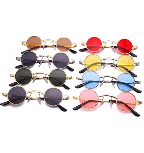 Oversized Sunglasses New Fashion Small Metal Round Frame Color Coating Mirror UV400 6 - 6 - CE18YZTU9WC $10.81