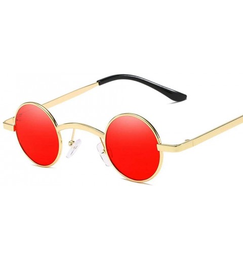 Oversized Sunglasses New Fashion Small Metal Round Frame Color Coating Mirror UV400 6 - 6 - CE18YZTU9WC $10.81
