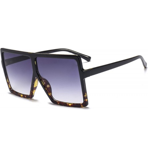 Square Oversized Square Frame Sunglasses for Womens Flat Top Shades Sunglasses - Ieopard - C718L3WXZAZ $11.37