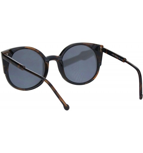 Round Womens Round Cateye Sunglasses Trendy Retro Fashion Shades Mirror Lens UV 400 - Tortoise (Gold Mirror) - C818I8U3TX0 $8.33