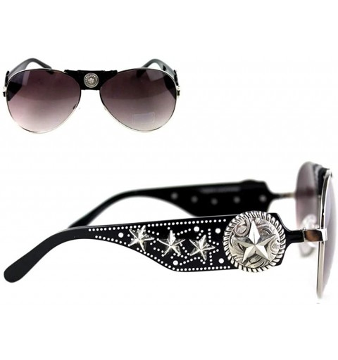 Aviator Star Concho Sunglasses - Black - CA18YO2NUCW $56.40
