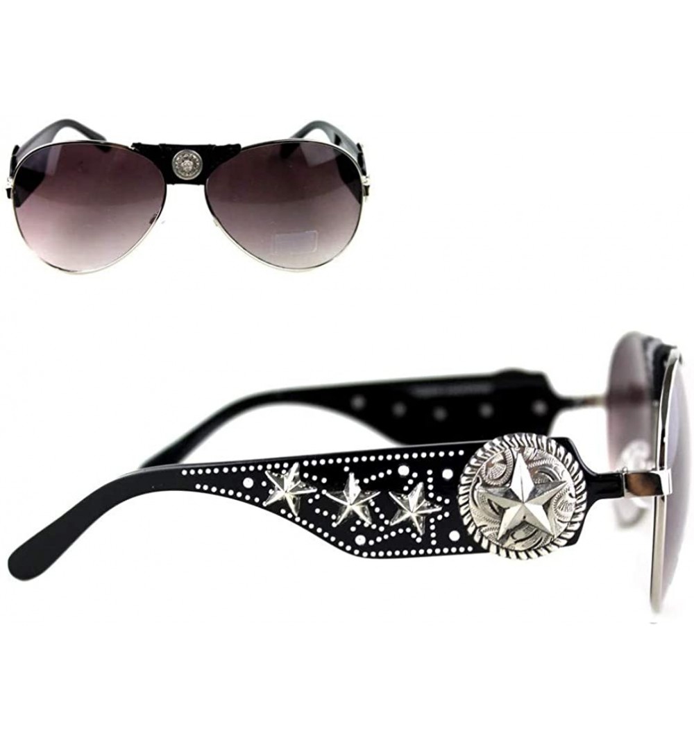 Aviator Star Concho Sunglasses - Black - CA18YO2NUCW $29.90
