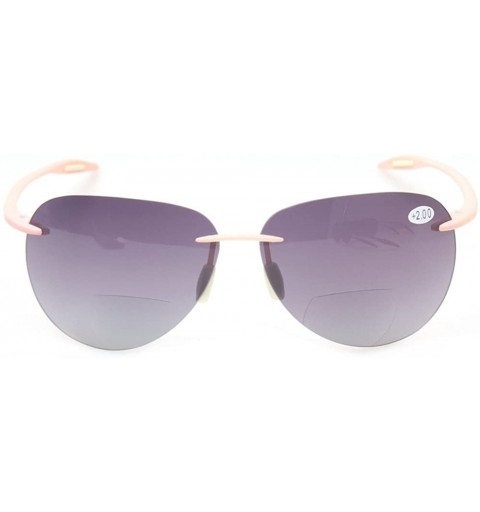 Shield Bifocal Reading Glasses Rimless Sunglasses Lightweight Outdoor Activity Readers - Beige Gradient Lens - CN183WU7DLK $1...