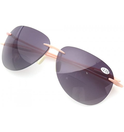 Shield Bifocal Reading Glasses Rimless Sunglasses Lightweight Outdoor Activity Readers - Beige Gradient Lens - CN183WU7DLK $1...