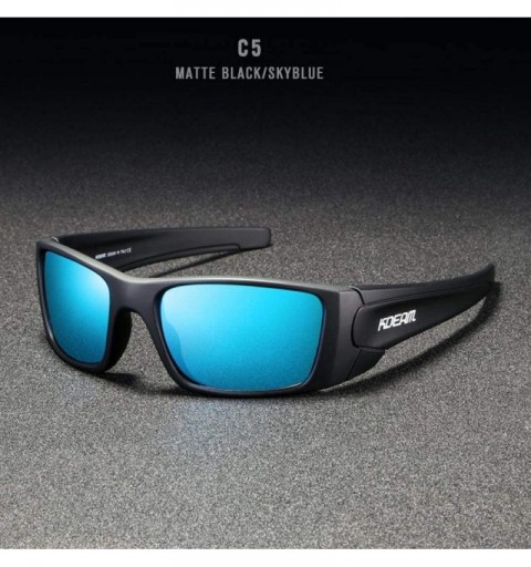 Sport Unisex Rectangular Polarized Sunglasses For Men Running Climbing Sports Sun C5 - C5 - CN18YKTZS93 $17.76