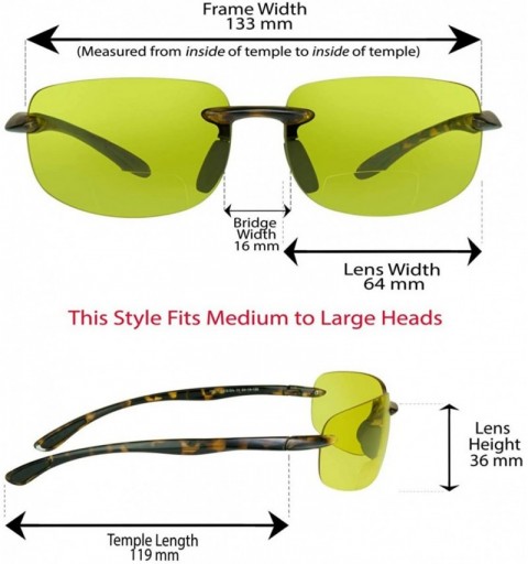 Rimless BIFOCAL Reading Sunglasses Yellow High Definition Smoke Brown Men Women - CZ18XIU0N6D $25.97