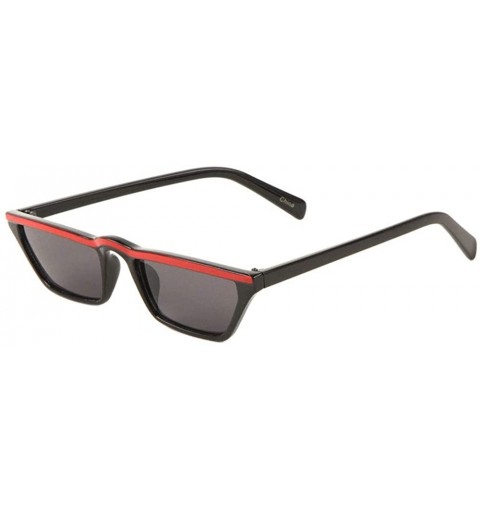 Cat Eye Curved Middle Top Bar Color Line Straight Cat Eye Sunglasses - Black Red - CY1993OXX6M $14.20