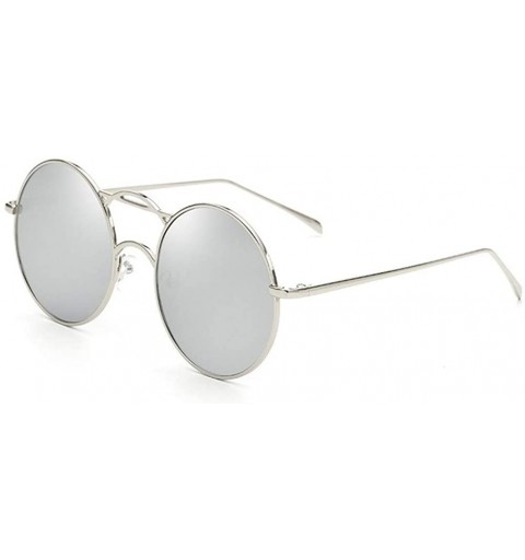 Round Round Metallic Sunglasses for Women and Men UV400 - C5 White Mirror - C11980559QI $14.61